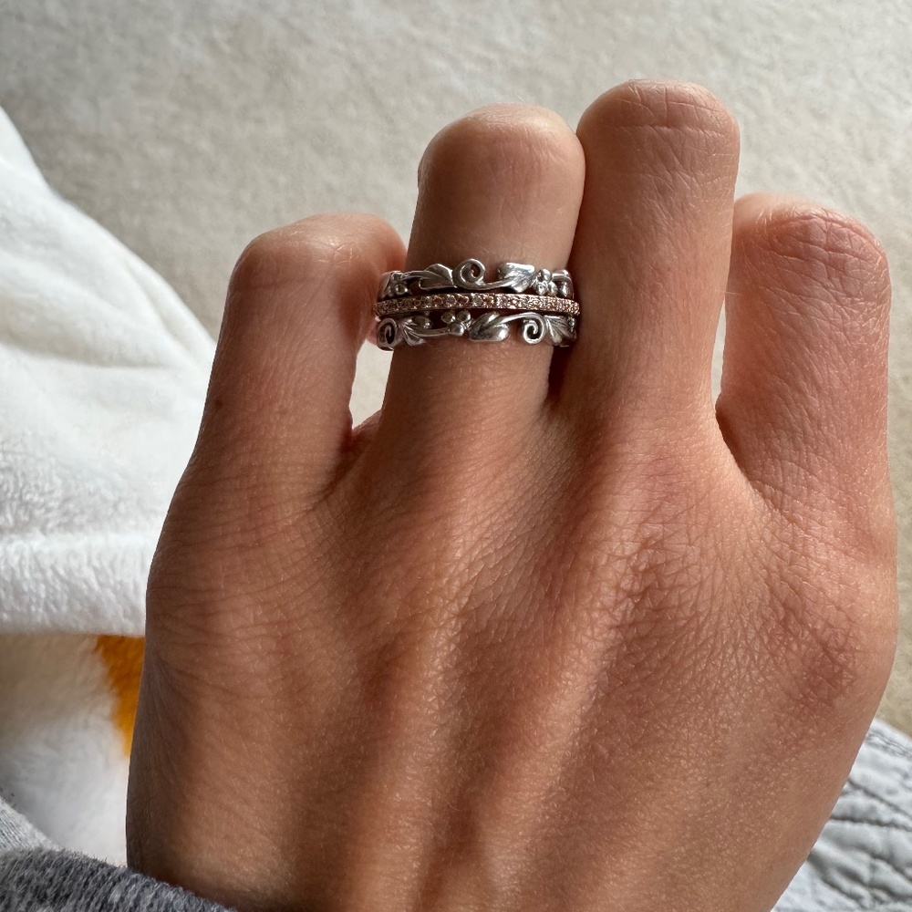 Clogau Gold Silver & Rose Gold Am Byth Diamond Ring Size K or 5.5